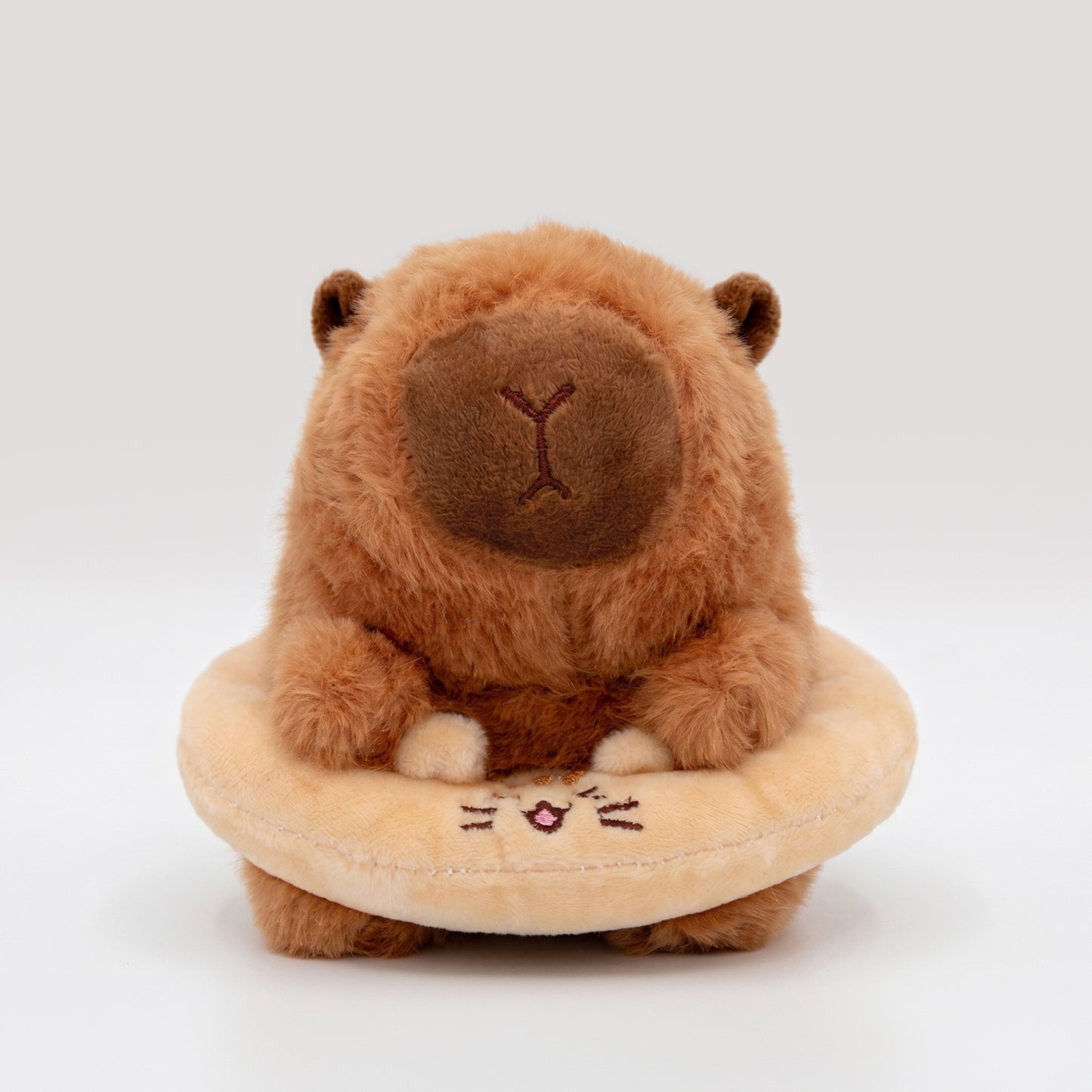 Cute Capybara plush wearing a cat floatie 