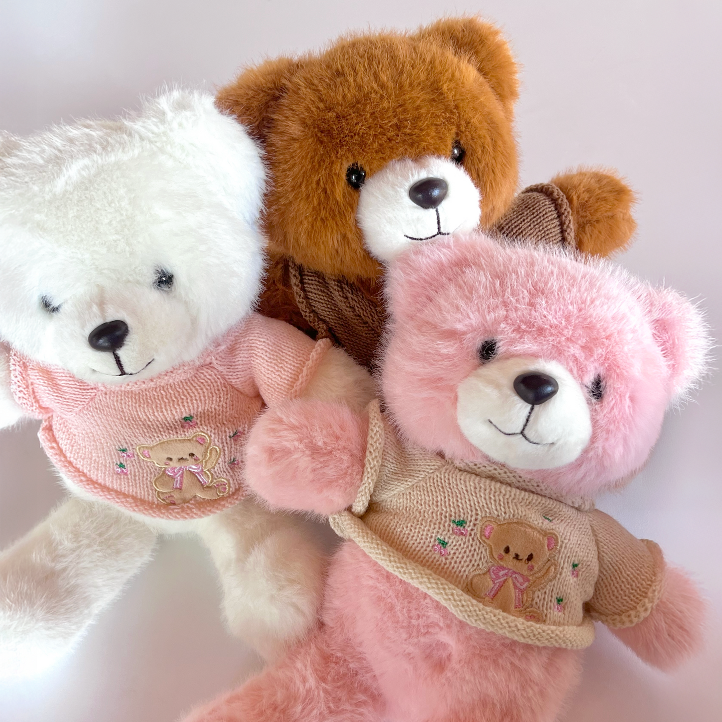 Ballet Pink Carrington Teddy (pictured bottom right) beside Cream Carrington Teddy and Brownie Carrington Teddy
