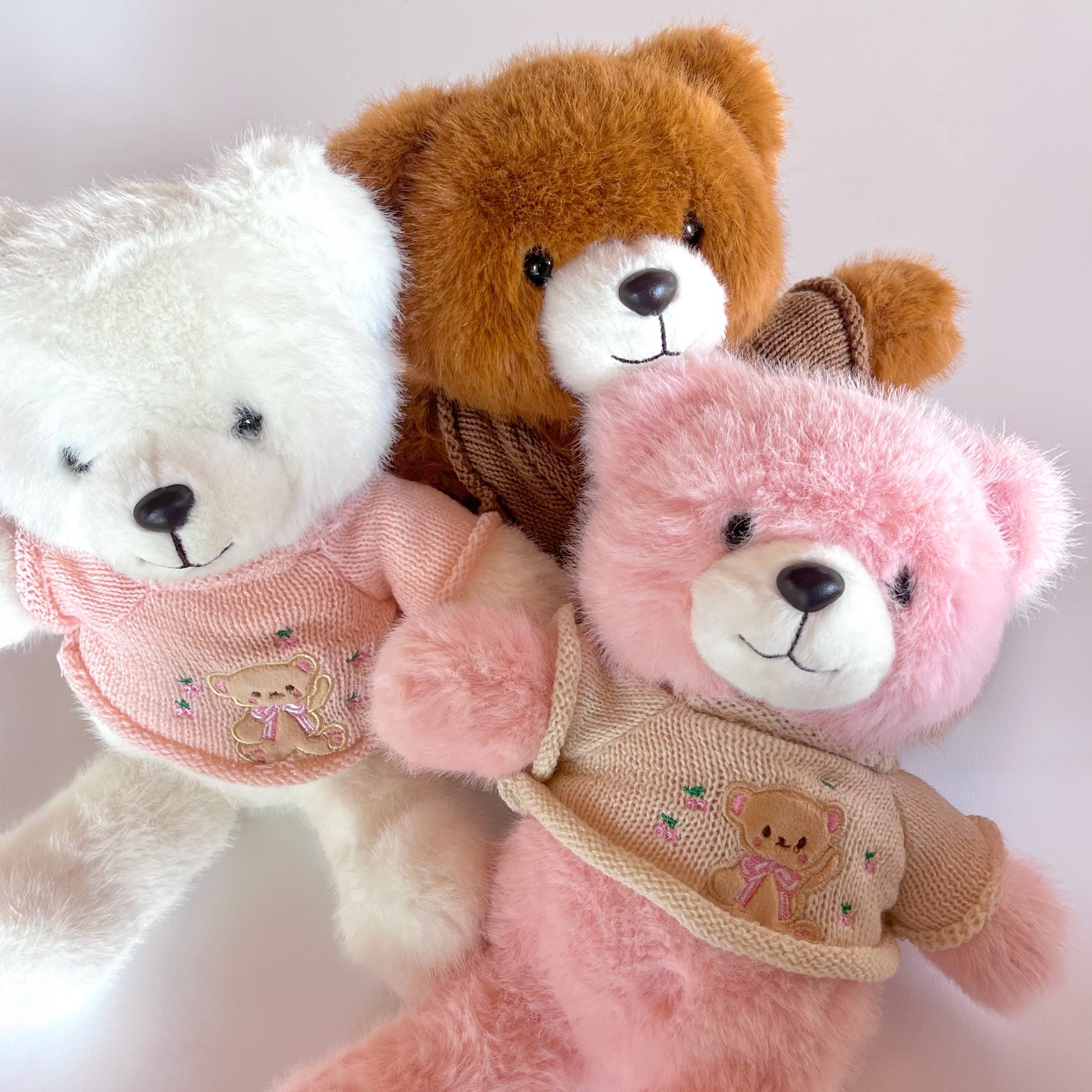 Ballet Pink Carrington Teddy (pictured bottom right) beside Cream Carrington Teddy and Brownie Carrington Teddy